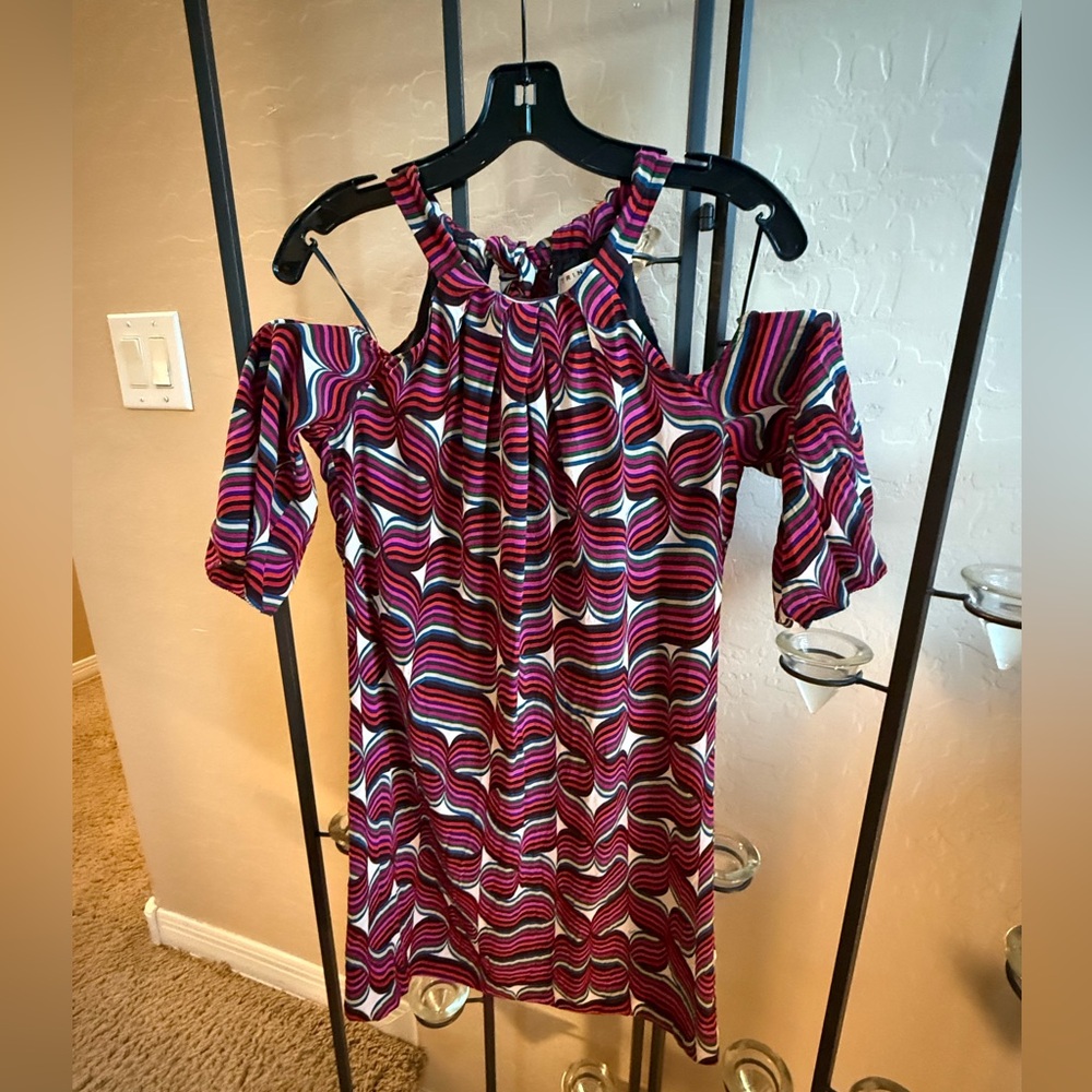 Trina Turk Women’s Multicolored Patterned Mini Halter Neck Dress Size Small